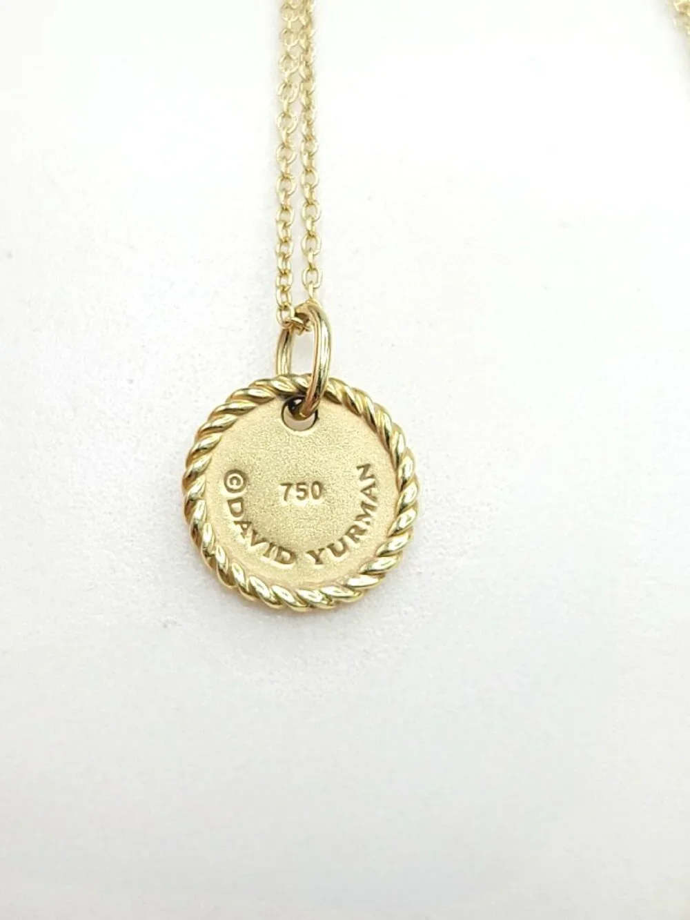 David Yurman Initial E Charm Necklace in 18K Yellow Gold w/ Diamonds - 19